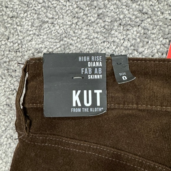 Kut from the Kloth Pants Womens 0 Brown Corduroy High Rise Diana Skinny Fab Ab - Picture 6 of 10
